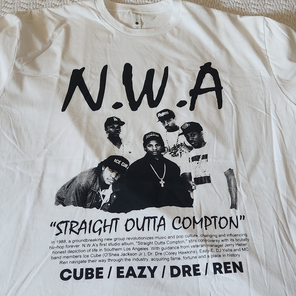 Next Level Apparel N.W.A Graphic White T-Shirt Size XXL